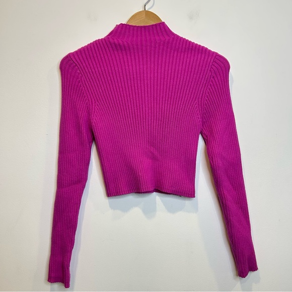 Zara Fuchsia Hot Pink Cropped Mock Neck Sweater - Picture 4 of 9